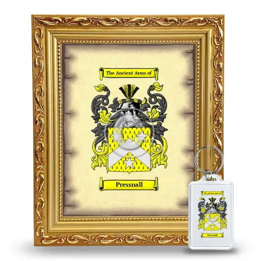 Pressnall Framed Coat of Arms and Keychain - Gold