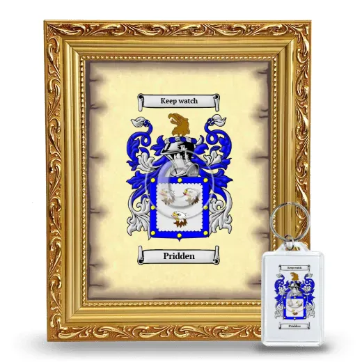 Pridden Framed Coat of Arms and Keychain - Gold
