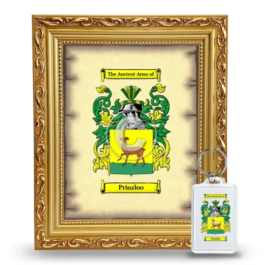 Prinzloo Framed Coat of Arms and Keychain - Gold
