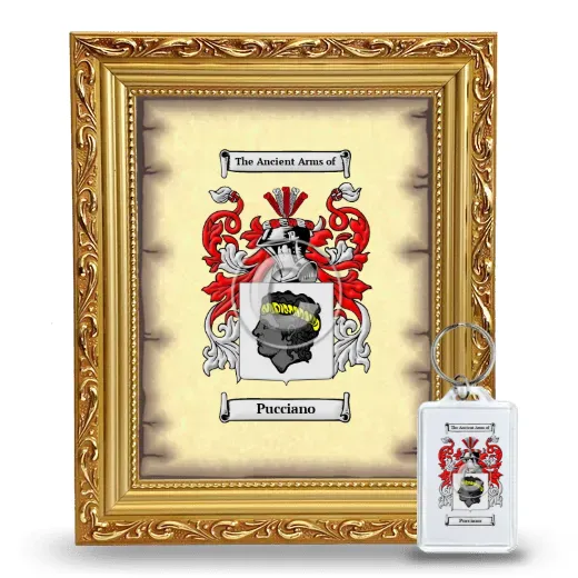 Pucciano Framed Coat of Arms and Keychain - Gold