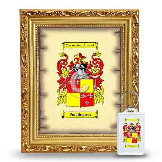 Puddington Framed Coat of Arms and Keychain - Gold