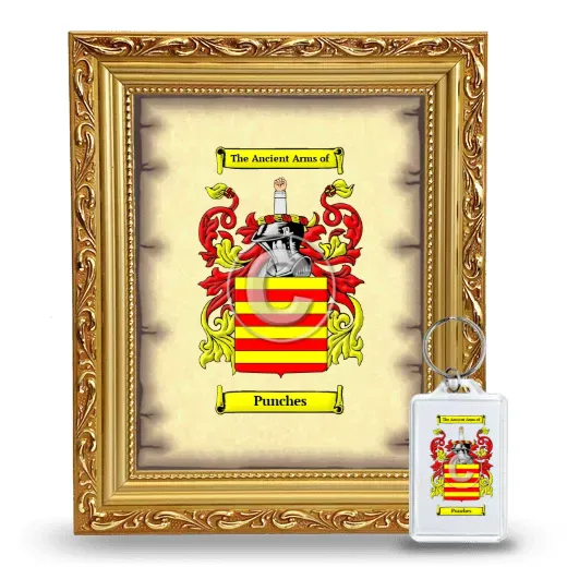 Punches Framed Coat of Arms and Keychain - Gold