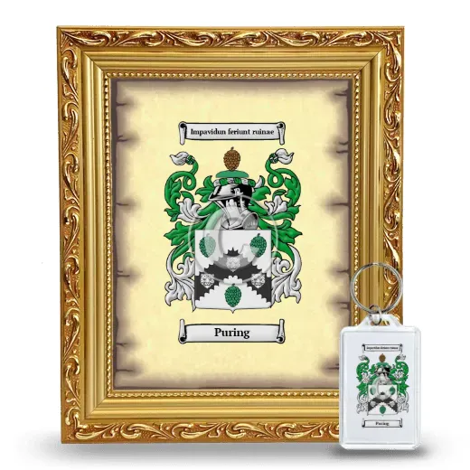 Puring Framed Coat of Arms and Keychain - Gold