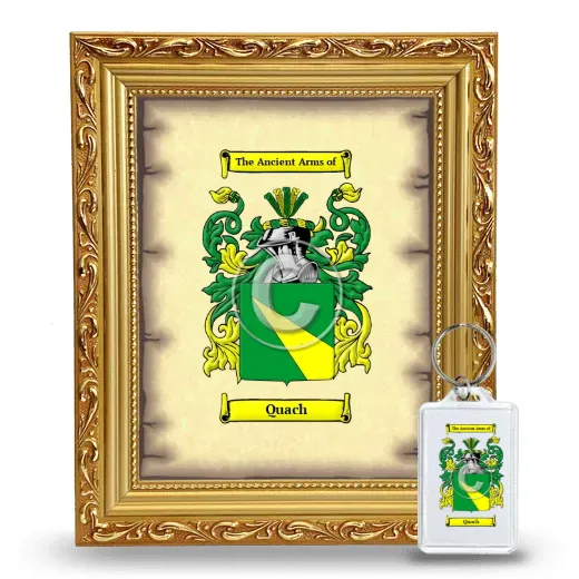 Quach Framed Coat of Arms and Keychain - Gold