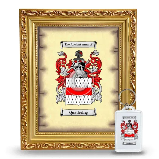 Quadering Framed Coat of Arms and Keychain - Gold