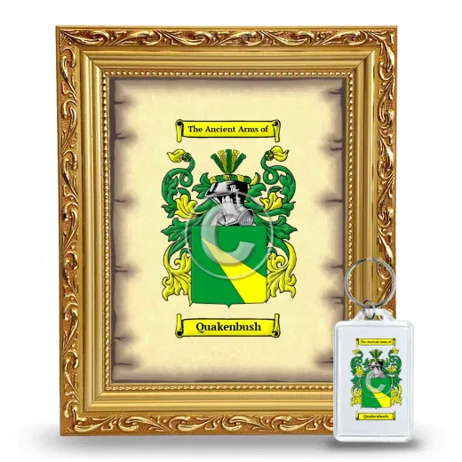 Quakenbush Framed Coat of Arms and Keychain - Gold