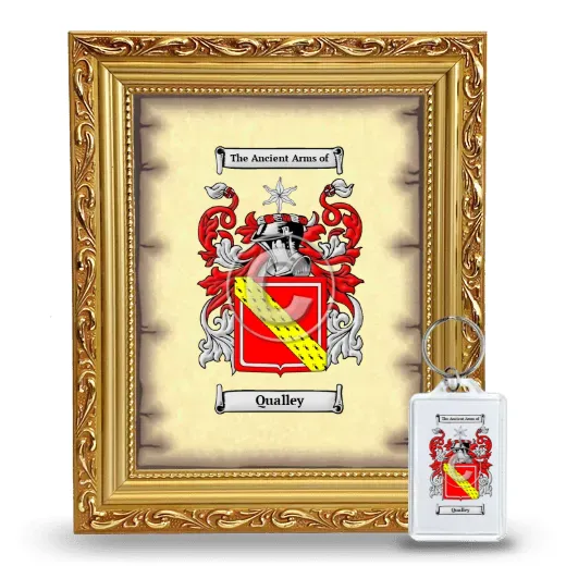 Qualley Framed Coat of Arms and Keychain - Gold