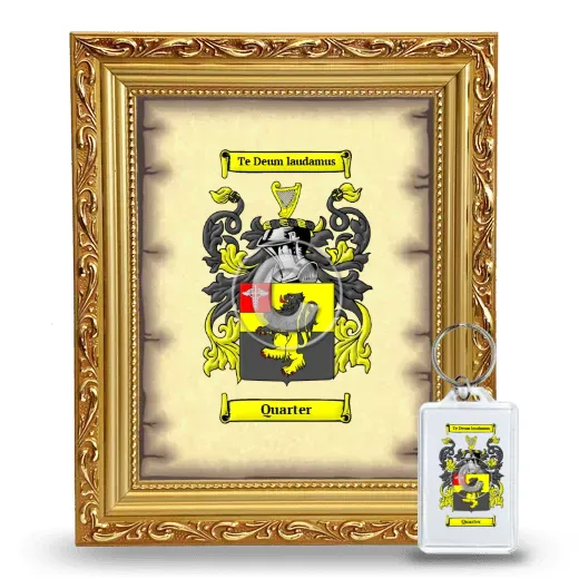 Quarter Framed Coat of Arms and Keychain - Gold