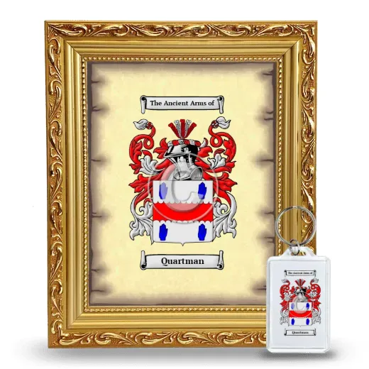 Quartman Framed Coat of Arms and Keychain - Gold