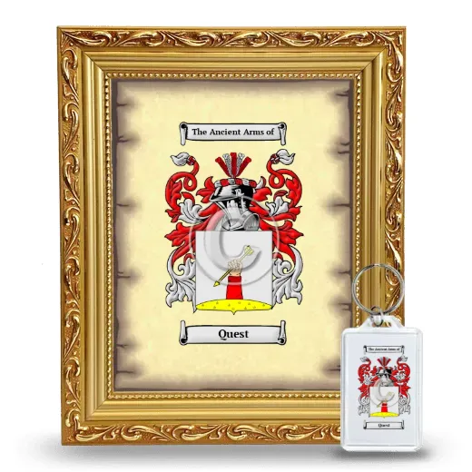 Quest Framed Coat of Arms and Keychain - Gold