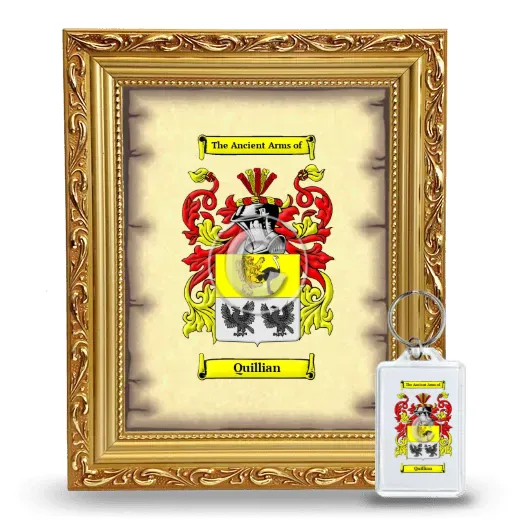 Quillian Framed Coat of Arms and Keychain - Gold