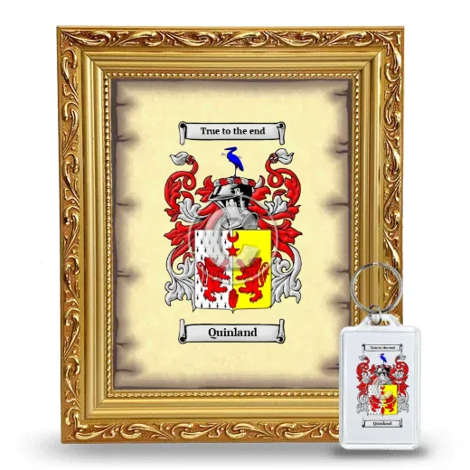 Quinland Framed Coat of Arms and Keychain - Gold