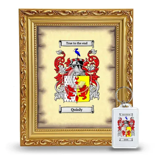 Quinly Framed Coat of Arms and Keychain - Gold