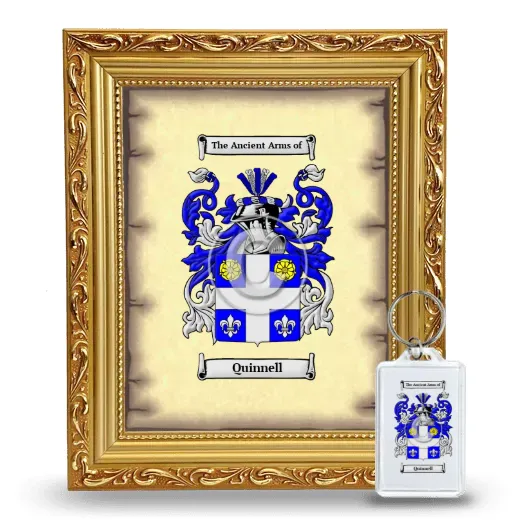 Quinnell Framed Coat of Arms and Keychain - Gold