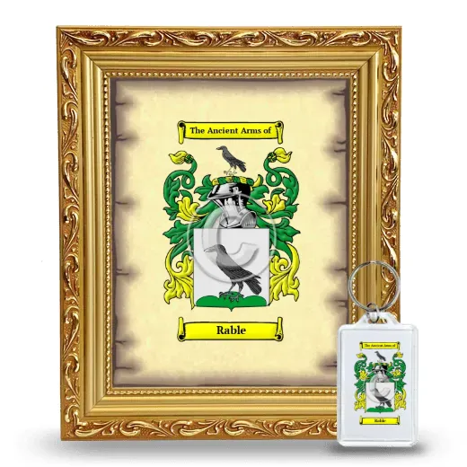 Rable Framed Coat of Arms and Keychain - Gold