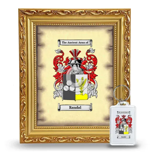 Randal Framed Coat of Arms and Keychain - Gold