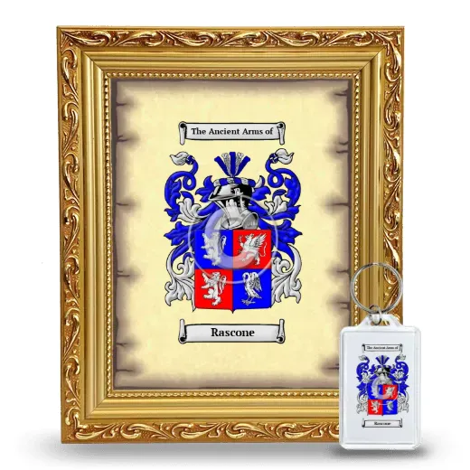 Rascone Framed Coat of Arms and Keychain - Gold