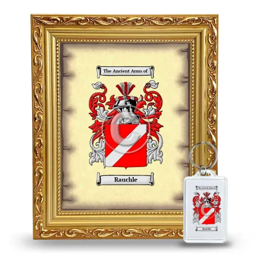 Rauchle Framed Coat of Arms and Keychain - Gold