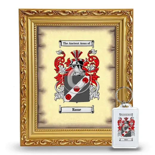 Raue Framed Coat of Arms and Keychain - Gold