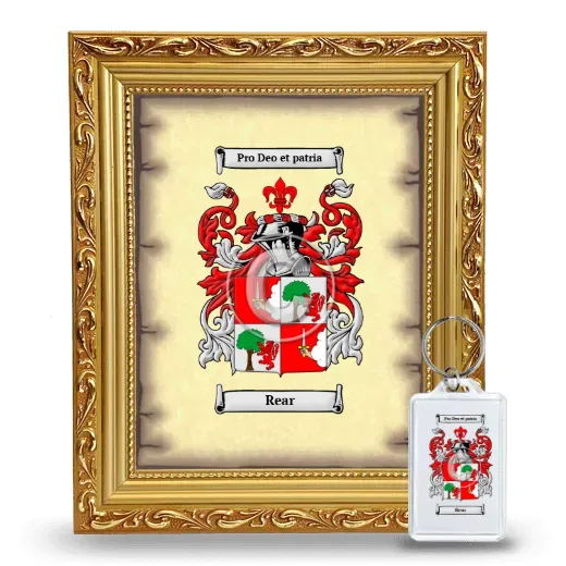 Rear Framed Coat of Arms and Keychain - Gold
