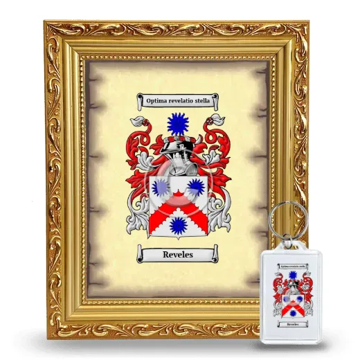Reveles Framed Coat of Arms and Keychain - Gold