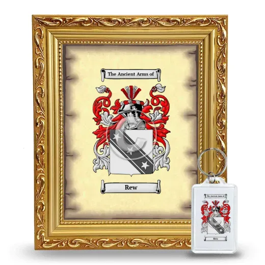 Rew Framed Coat of Arms and Keychain - Gold