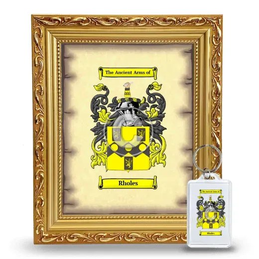 Rholes Framed Coat of Arms and Keychain - Gold