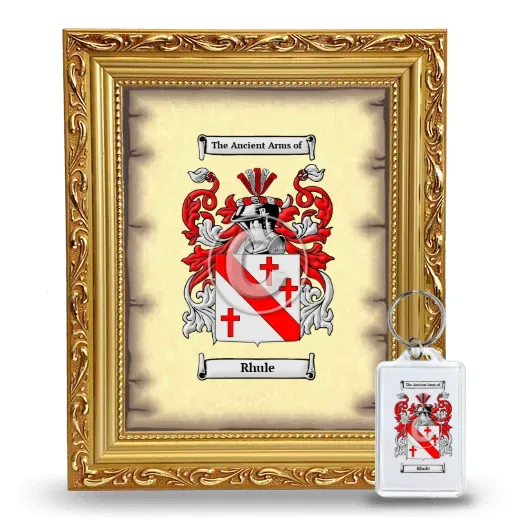 Rhule Framed Coat of Arms and Keychain - Gold
