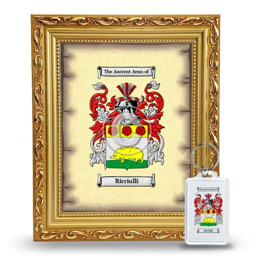 Ricciulli Framed Coat of Arms and Keychain - Gold