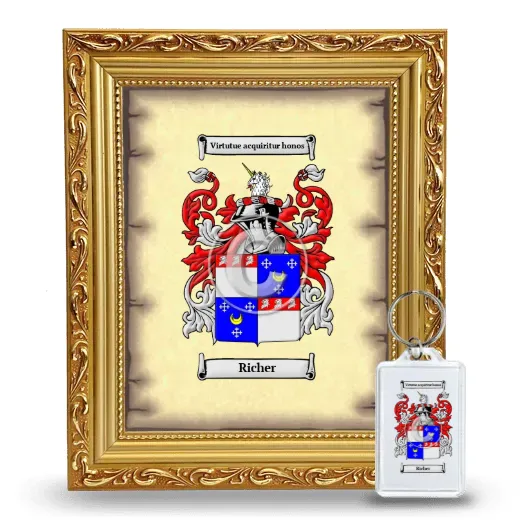 Richer Framed Coat of Arms and Keychain - Gold