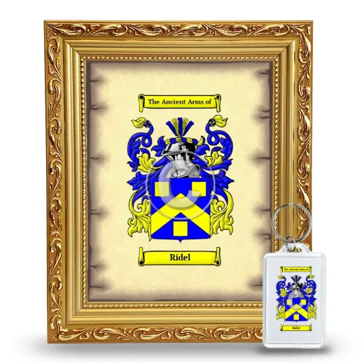 Ridel Framed Coat of Arms and Keychain - Gold