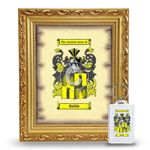 Riehle Framed Coat of Arms and Keychain - Gold