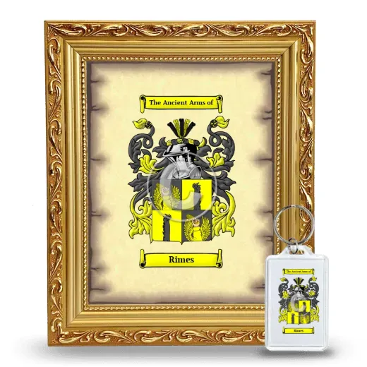 Rimes Framed Coat of Arms and Keychain - Gold