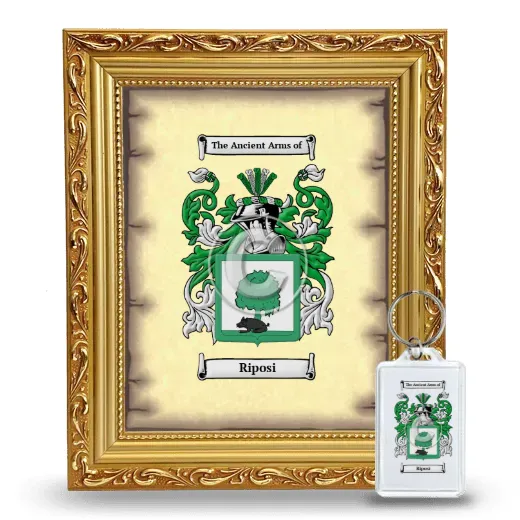 Riposi Framed Coat of Arms and Keychain - Gold