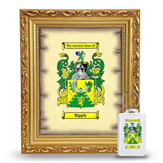 Ripply Framed Coat of Arms and Keychain - Gold