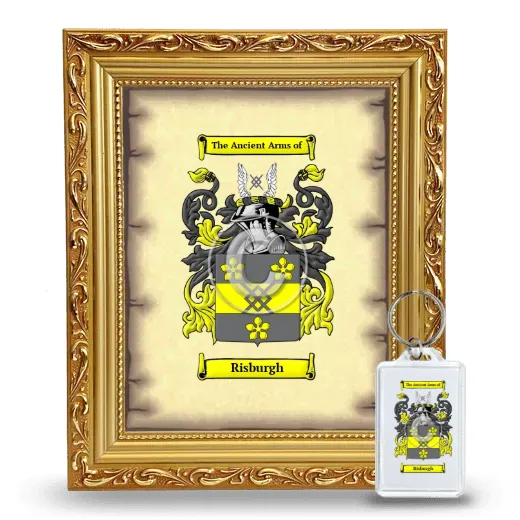 Risburgh Framed Coat of Arms and Keychain - Gold