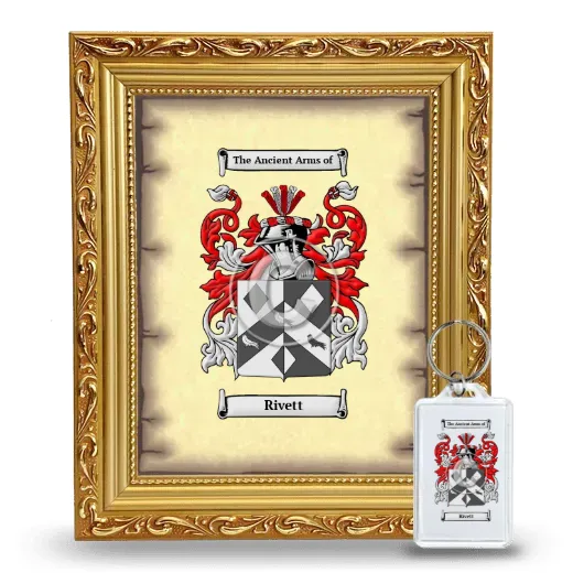 Rivett Framed Coat of Arms and Keychain - Gold