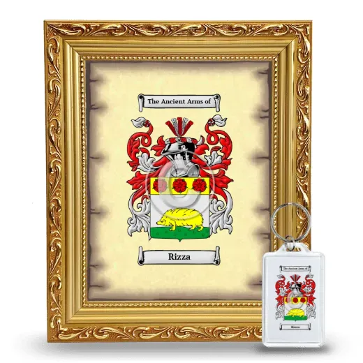 Rizza Framed Coat of Arms and Keychain - Gold