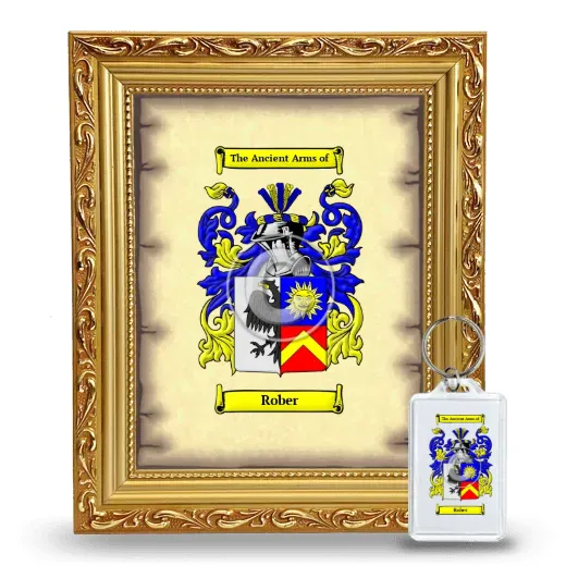 Rober Framed Coat of Arms and Keychain - Gold