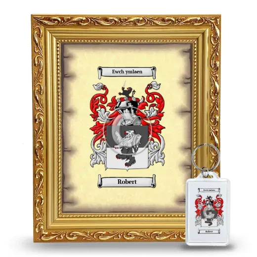 Robert Framed Coat of Arms and Keychain - Gold