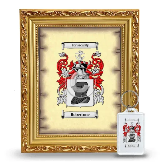 Robertone Framed Coat of Arms and Keychain - Gold
