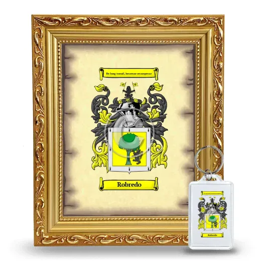 Robredo Framed Coat of Arms and Keychain - Gold
