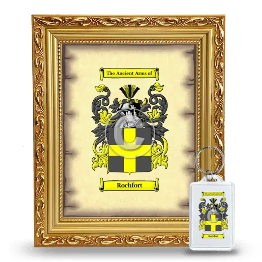 Rochfort Framed Coat of Arms and Keychain - Gold