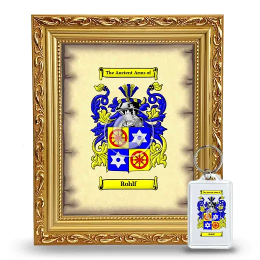 Rohlf Framed Coat of Arms and Keychain - Gold