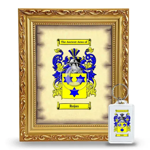 Rojas Framed Coat of Arms and Keychain - Gold