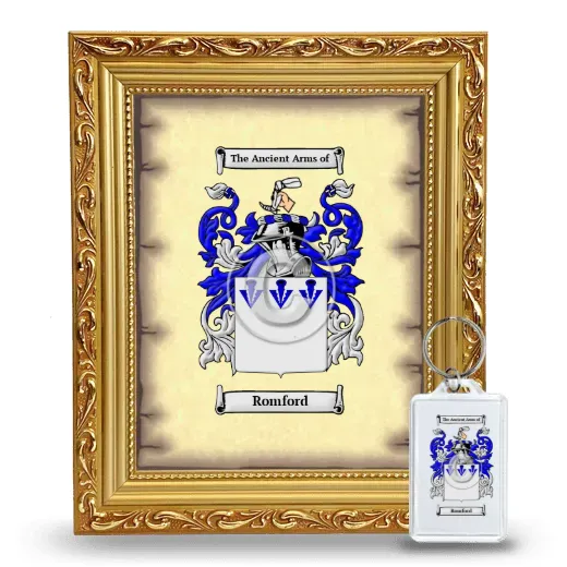 Romford Framed Coat of Arms and Keychain - Gold