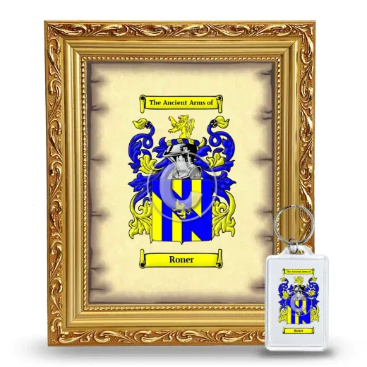 Roner Framed Coat of Arms and Keychain - Gold
