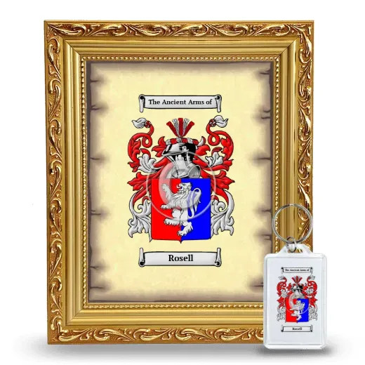 Rosell Framed Coat of Arms and Keychain - Gold