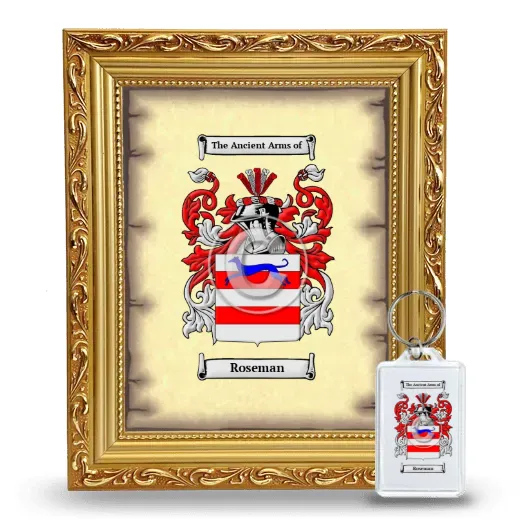 Roseman Framed Coat of Arms and Keychain - Gold