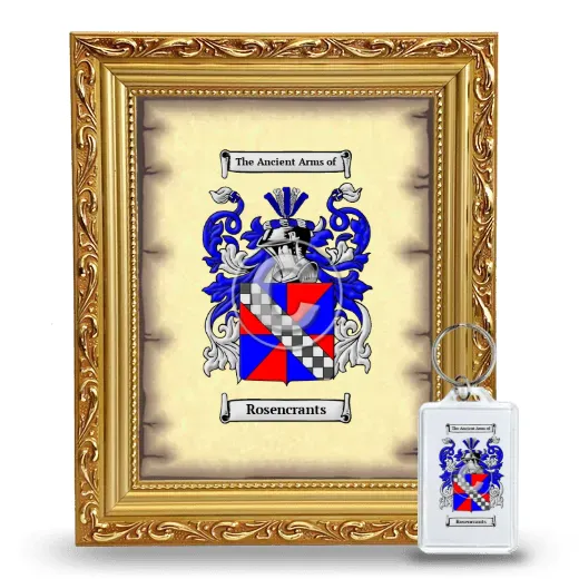 Rosencrants Framed Coat of Arms and Keychain - Gold